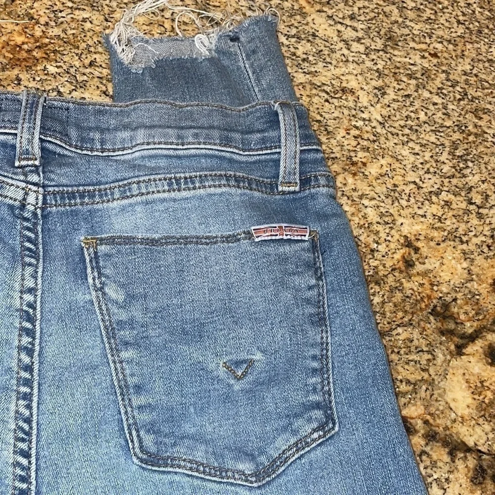 Hudson Blair Frayed Hem Distressed High Rise Skinny Jeans